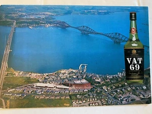 United Kingdom South Queensferry Postcard Vat 69 Whisky Forth Bridges Vtg - Picture 1 of 2