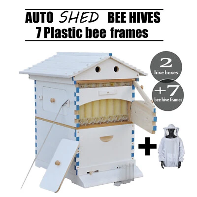 White Painted Auto Shed Honey Beehives Bee Hive House + 7 PVC Beekeeping Frames - image 1 of 4