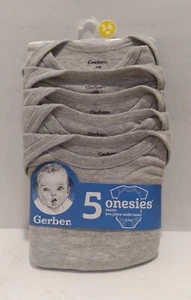 GERBER Baby ONESIES Kurzarm Druckknopf Bodys 5er Pack GRAU 3 bis 6 Monate NEU! - Bild 1 von 14