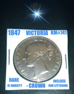 1847 SCARCE EF XI VARIETY VICTORIA .925 SILVER CROWN INCLUSIVE RIM LETTERS KM#74 - Image 1 of 2