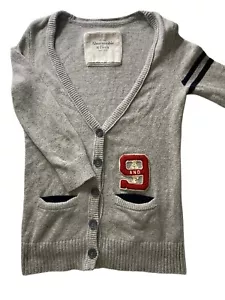 RARE VTG Abercrombie & Fitch Gray Cardigan Women’s Small Varsity Sweater #9 Logo - Picture 1 of 8