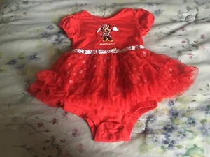 Disney Parks Minnie Mouse one piece with attached frilly skirt Red 24 mos - Picture 1 of 2