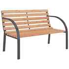 Garden Bench 120cm Outdoor Patio Park Yard Wooden Seat Iron Frame With Armrest