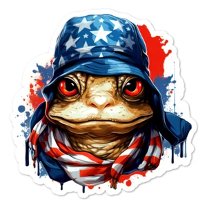 July 4 Frog Patriotic Vinyl Sticker, Water Resistant, Laptop, Water Bottle - Picture 1 of 1