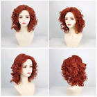 Ladies Wig Natural Short Straight Curly Wavy Hair Wigs Orange Women Full Wig
