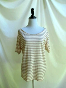 "Top de mujer ""Hi-Line"" a rayas cuello ancho rosa/crema 100 % algodón" Madewell talla M - Imagen 1 de 6
