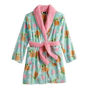 Girls Baby Yoda Robe Bathrobe Pajamas Cover Star Wars Mandalorian 6 8 10 12 PINK - Picture 1 of 2