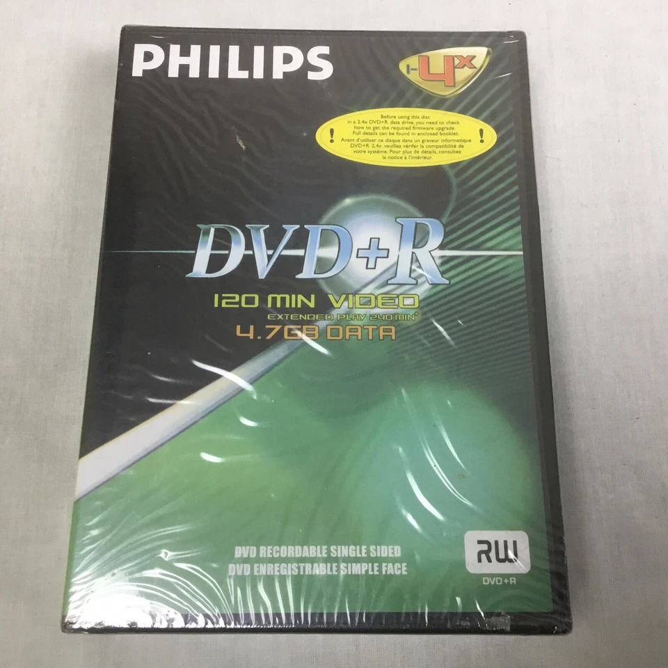 Philips DVD+R 120min Video Extended Play 4.7GB Data New & Sealed 3 Pack - Image 1 of 4
