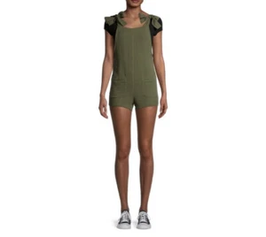 No Boundaries Army Green Soft Romper Shortalls NWT Large 11-13 - Picture 1 of 4