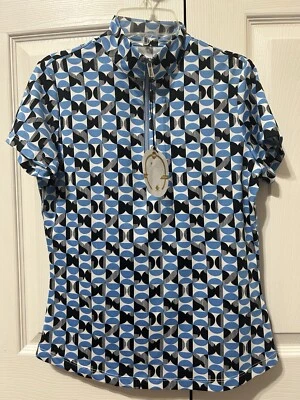 TAIL White Label Women’s Short Sleeve Top Golf Blue Black 1/4 Zip NWT XS - Image 1 of 4