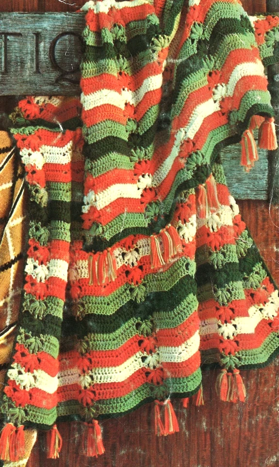 VINTAGE Crochet Stripe Afghan/Crochet Pattern INSTRUCTIONS ONLY - Image 1 of 1