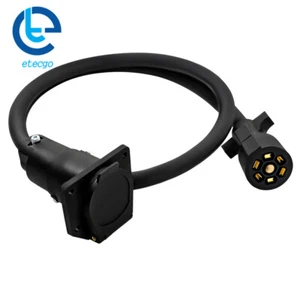 4 ft 7 Pin Trailer Plug Extension Cord Cable Wire Harness 10-14 AWG RV Gooseneck - Picture 1 of 12
