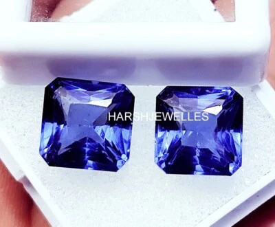 Par de piedras preciosas sueltas certificadas de 9 a 10 quilates corte princesa tanzanita natural H351 Foto 1 de 4