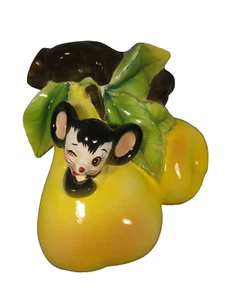Rare Vintage Enesco Mouse & Pears Ceramic Wall Pocket - Picture 1 of 13