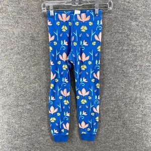 Frozen II Pajama Pants Girls 6-7 Blue Floral Skinny Pull On Mid Rise Sleepwear - Picture 1 of 4