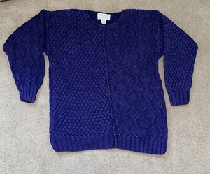 Vintage Hand Knit The Limited Chunky Purple 90s Sweater Size Medium - Picture 1 of 4