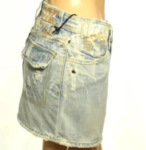 575 Denim Women's Mini Skirt Distressed Button Fly Jeans Cotton Size 25 - Picture 1 of 4