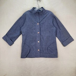 Camicetta tunica vintage Nordstrom Town Square Shops donna top tessuto Chambray taglia L - Foto 1 di 21