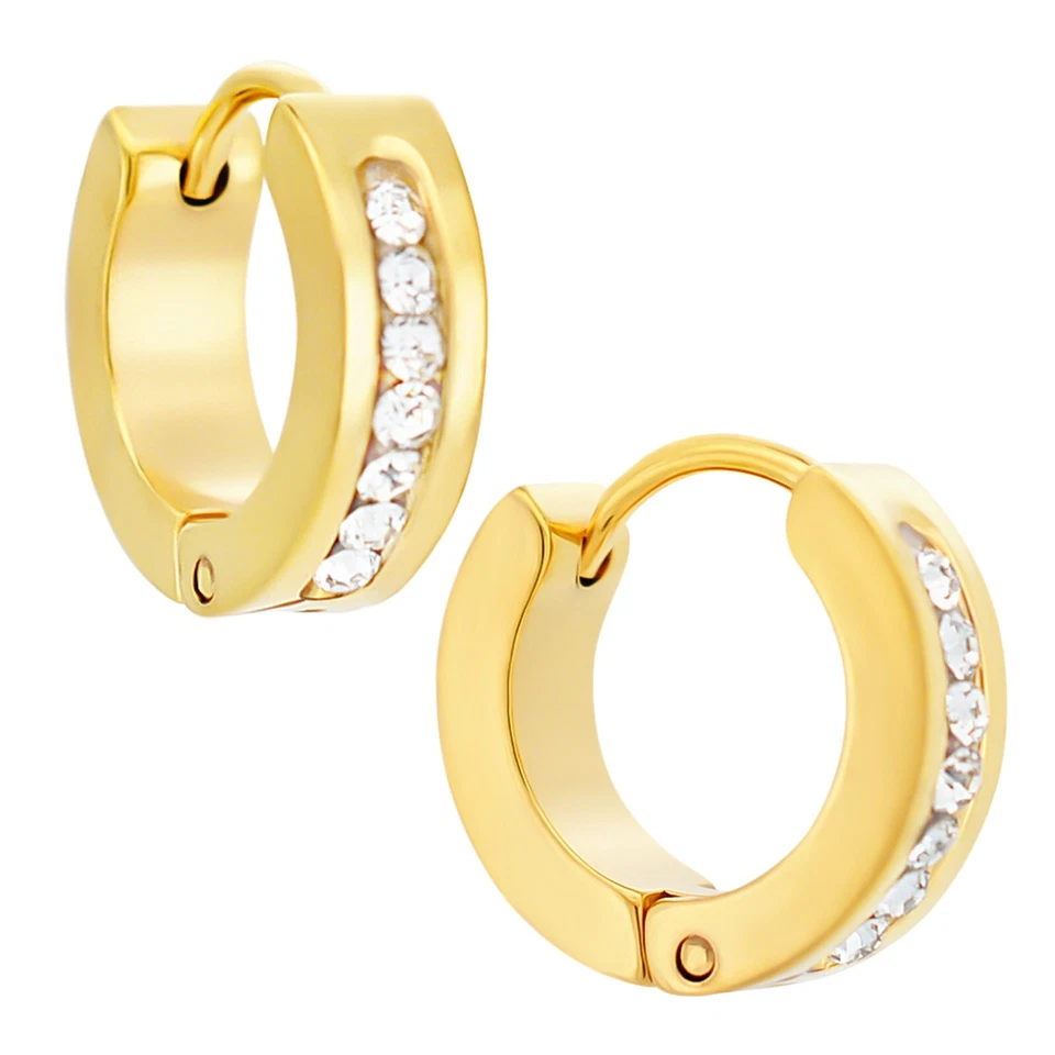 Par - Aro con Pendientes Huggies Redondos de Acero Quirúrgico de Circonita Cúbica Foto 1 de 1