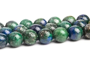Perline di azzurrite verdi e blu 7-8 mm pepita pietre preziose rotonde perline sfuse - Foto 1 di 4
