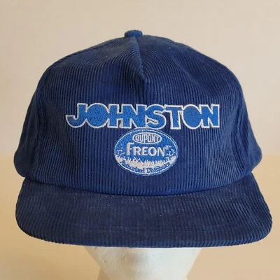 Vintage Johnston DuPont Hat Mens Blue 1980s Corduroy Freon Snapback Sportcap - Image 1 of 4