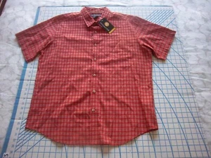 MENS XLARGE EXOFFICIO SS BUTTON UP RUST/RED CHECKED SHIRT - NWT - Picture 1 of 4