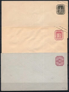 GERMANY, German States Postal Stationery envelopes, 3 diff. unused. #M3 - Picture 1 of 2