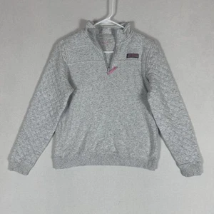 Vineyard Vines Girls 1/4 Zip Sweatshirt Size XL (16) Gray White Casual Sweater - Picture 1 of 9