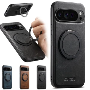 For Google Pixel 9 Pro XL/9Pro/9/8/7/6 Mag Safe Ring Stand Leather Phone Case - Picture 1 of 30