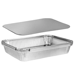 Disposable 4 LB Aluminum Takeout Tin Foil Oblong Baking Pans 12'' X 8'' X 2''... - Picture 1 of 7