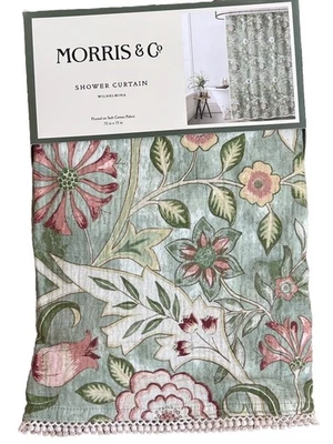WILLIAMS MORRIS & CO Cortina de Ducha Tejido Algodón WILHELMINA Verde Floral 72 X 72 Foto 1 de 4