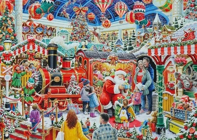 Santa's Steam Train Grotto Puzzle 1000 Piece Limited Edition Jigsaw  - Image 1 of 4