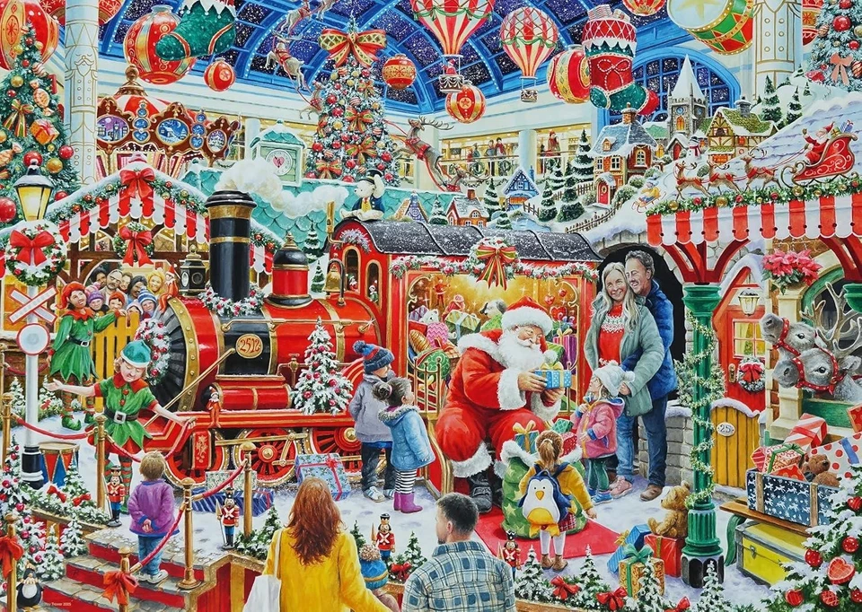 Santa's Steam Train Grotto Puzzle 1000 Piece Limited Edition Jigsaw  - Image 1 of 4
