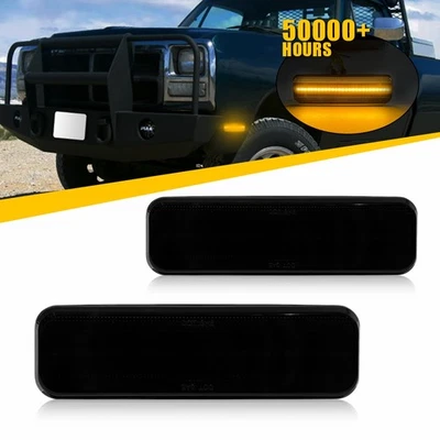 Lente de fumaça âmbar LED luzes indicadoras frontais para D100 Dodge D150 D250 - Imagem 1 de 4