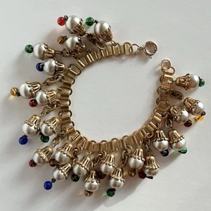 Vintage 1930s-40s Faux Pearl Glass Bead Book Chain Bracelet in Manner of Haskell - Picture 1 of 20