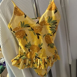 Used Janie & Jack Pineapple Hawaiian Bathing Suit Size 6 Sunny Hawaii - Picture 1 of 12