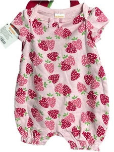 Gymboree NEW Girls Newborn Strawberry One Piece SS Romper W/ Bib Rare 2016 NB - Picture 1 of 7