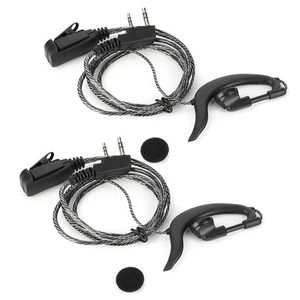 _2Pcs Earphone Ear Hook Headset 2 Way Radio 2Pin K Type W/PTT Microphone - Photo 1/16