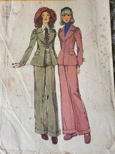 Vintage 70's Simplicity Sewing Pattern 5250 Mod Jacket Pants Sz 12 B 34 Complete - Picture 1 of 10