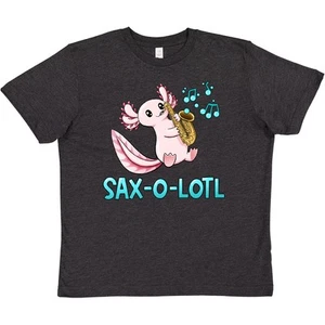 Inktastic Sax-o-lotl- Axolotl With Saxophone Youth T-Shirt Animals Axolotls Cute - Picture 1 of 7