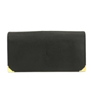 Yves Saint Laurent Cassandra Leather Long Bifold Wallet Black/2BD1168 - Picture 1 of 8