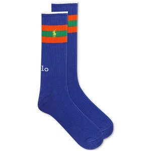 Polo Ralph Lauren Men's Athletic Rugby Stripe Crew Socks Blue Size 10-13 B4HP - Picture 1 of 1