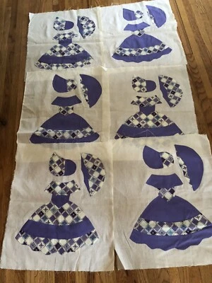 Southern Belle 16 Vintage Purple  Flour Sack Quilt Blocks 20x17  Beautiful - Image 1 of 4