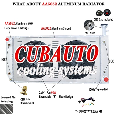3 Row Radiator Shroud Fan For 2004-16 Chevrolet Express GMC Savana 2500 3500. Foto 1 de 4