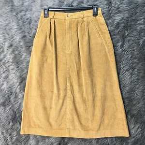 VINTAGE Liz Claiborne Skirt Women 12 26X27 Corduroy Beige A Line Pleated Pockets - Picture 1 of 12