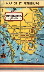 St. Petersburg, Florida FL mapa lino - postal - Imagen 1 de 2