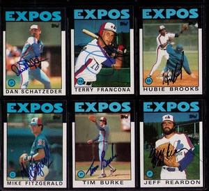 1986 Topps 6ct SIGNED Montreal Expos Terry Francona Hubie Brooks Jeff Reardon et - Picture 1 of 2