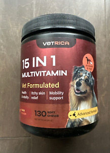 Multivitamin Dog Chews Duck Flavor Biotin Folic Acid Quercetin Glucosmaine 130ct