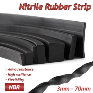 Solid Black Nitrile NBR Rubber Strip Various Lengths & Thicknesses - 3mm to 70mm - Picture 1 of 10