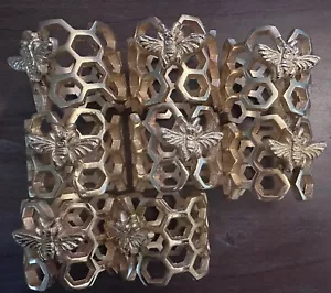 8er Set Honigbiene auf Wabe Gold Metall Serviettenringe Honigbiene - Bild 1 von 4